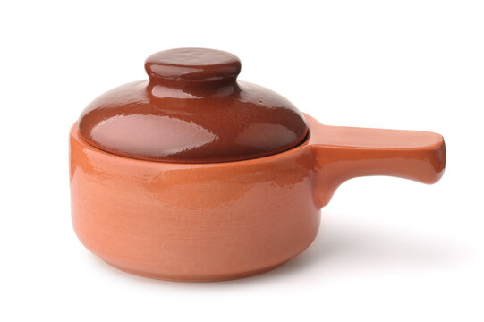 Small single handle ceramic cooking pot