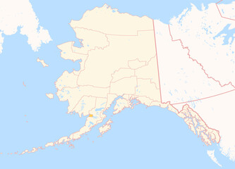 Obraz premium Map of the County Bristol Bay (Alaska, US) showing the Federal State with the highlighted County