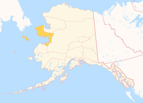 Map of the County Nome (Alaska, US) showing the Federal State with the highlighted County