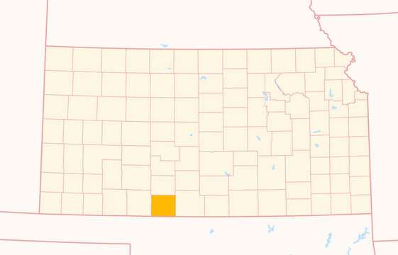 Map of the County Comanche (Kansas, US) showing the Federal State with the highlighted County