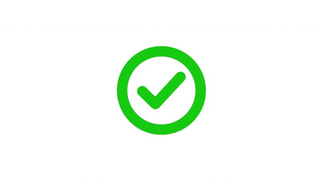 Animated green checkmark circle icon, smooth draw-on circle reveal with tick animation on white background, 4K 16:9, perfect for success, approval and UI overlay videos