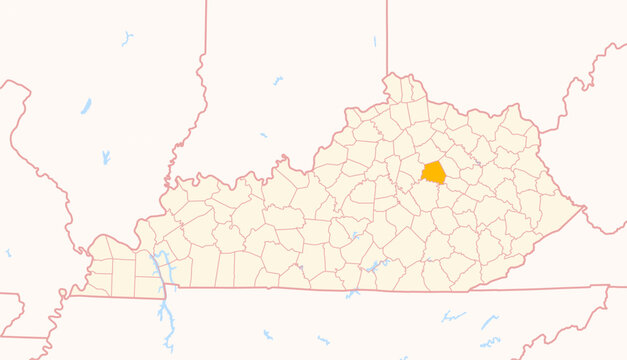 Map of the County Clark (Kentucky, US) showing the Federal State with the highlighted County