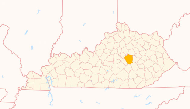 Map of the County Madison (Kentucky, US) showing the Federal State with the highlighted County
