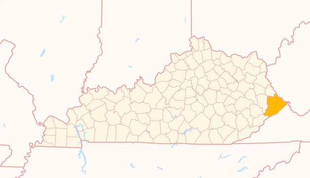 Map of the County Pike (Kentucky, US) showing the Federal State with the highlighted County