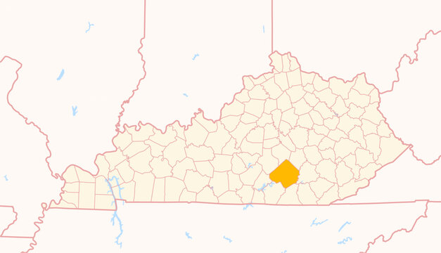 Map of the County Pulaski (Kentucky, US) showing the Federal State with the highlighted County