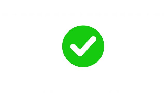 Animated green checkmark circle icon, smooth draw-on circle reveal with tick animation on white background, 4K 16:9, perfect for success, approval and UI overlay videos