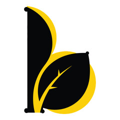 Stylized letter B logo with yellow and black leaf design elements icon © Sieam