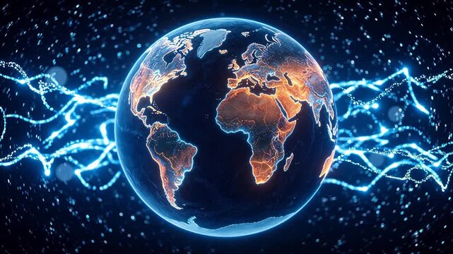 Globe with glowing connections