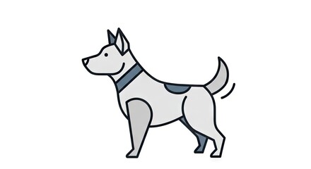 Obraz premium Cartoon dog illustration standing upright with outline and isolated design
