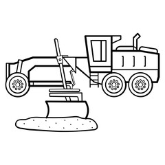 Obraz premium hydraulic motor grader for earth moving operations concept, land grading and slope work vehicle vector icon design,