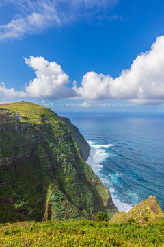 Cliffs and ocean view at Miradouro da Garganta Funda Madeira Portugal