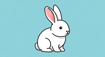 Obraz premium Cartoon white rabbit on blue background for diverse applications