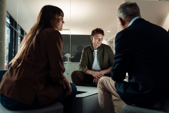 Business team in modern office in collaborative discussion