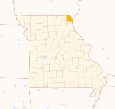 Map of the County Clark (Missouri, US) showing the Federal State with the highlighted County