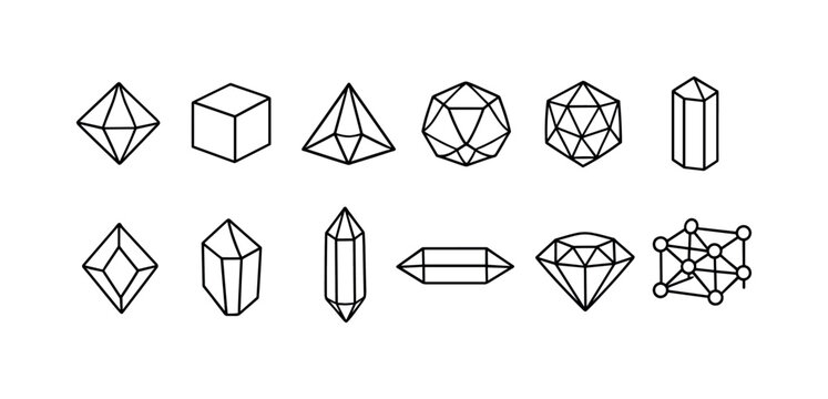 Collection of mining and treasure icons with gems, tools, and a miner's helmet