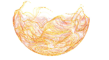 Obraz premium Abstract golden lines flow, creating an eye-catching design on a white backdrop. Ideal for digital