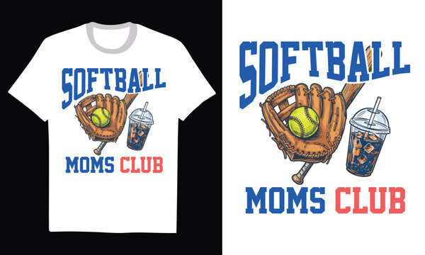 Softball Moms Club - Softball Moms Club Comfort Colors T-Shirt, Gameday Doodle Softball Tee, Trendy Women's Softball Shirt, Sports Mom Shirt, Game Day Tee