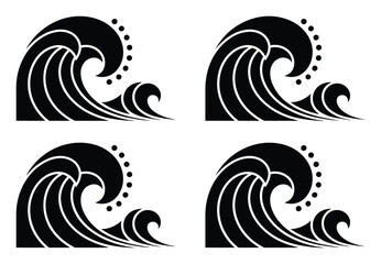 Fototapeta premium Four Black and White Stylized Wave