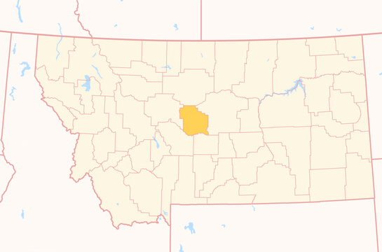 Map of the County Judith Basin (Montana, US) showing the Federal State with the highlighted County