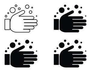 Fototapeta premium Of Hands Washing with Bubbles, Line and Solid Fill