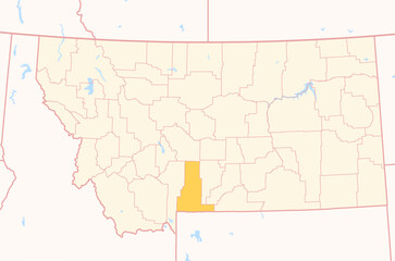 Naklejka premium Map of the County Park (Montana, US) showing the Federal State with the highlighted County