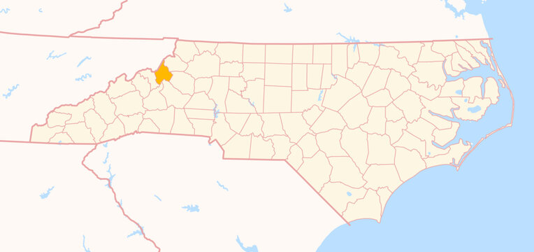 Map of the County Avery (North Carolina, US) showing the Federal State with the highlighted County