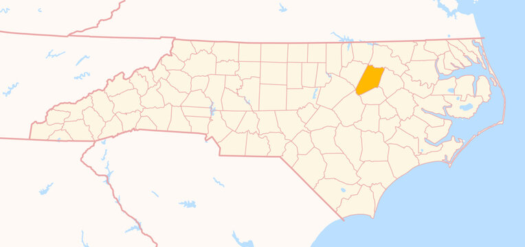 Map of the County Nash (North Carolina, US) showing the Federal State with the highlighted County