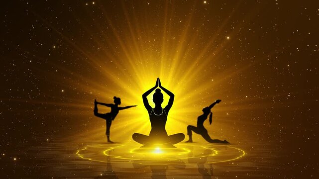 yoga meditation Chakra Meditation Animation Glowing Body Energy Centers Background Spiritual Healing mindfulness, relaxation, self care, healthy lifestyle silhouette Yoga meditation wellness lifestyle