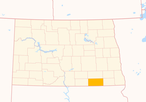 Map of the County Dickey (North Dakota, US) showing the Federal State with the highlighted County