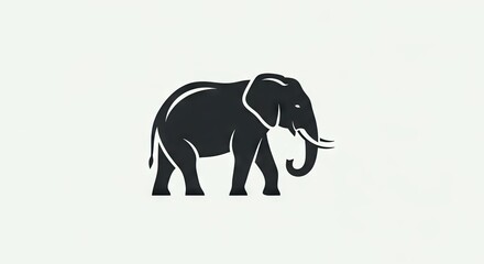 Obraz premium Silhouette of an elephant on a white background for design and branding