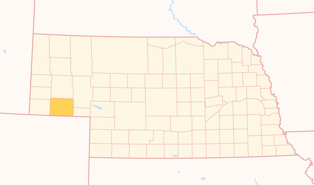 Map of the County Cheyenne (Nebraska, US) showing the Federal State with the highlighted County
