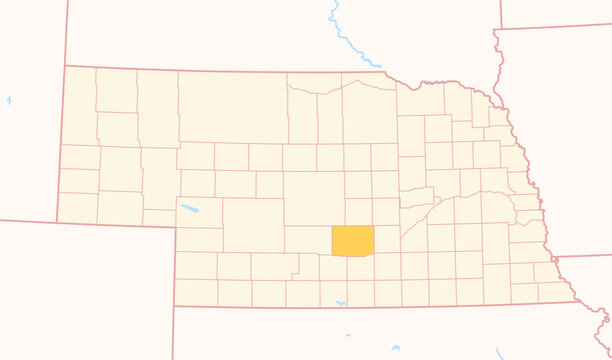 Map of the County Buffalo (Nebraska, US) showing the Federal State with the highlighted County