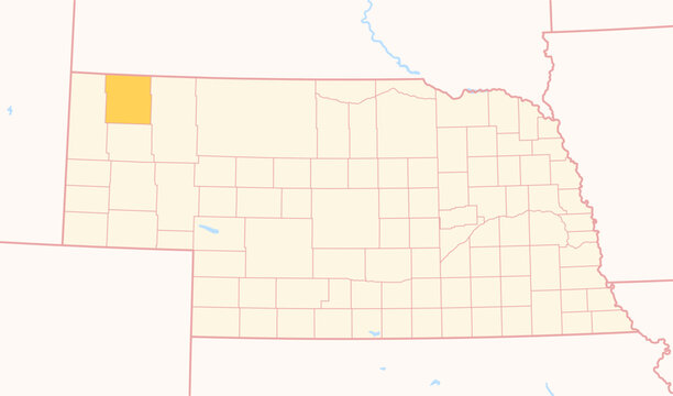 Map of the County Dawes (Nebraska, US) showing the Federal State with the highlighted County