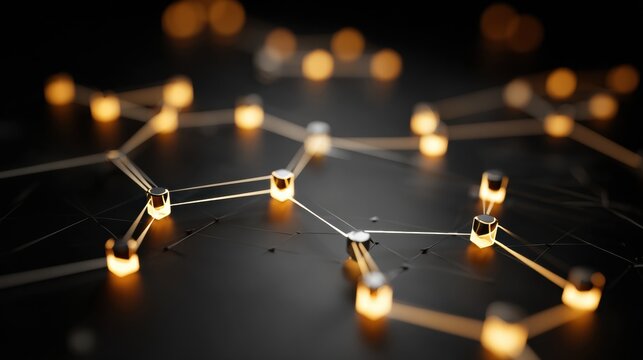 Machine Learning Algorithm Visualization With Glowing Decision Tree Nodes on Dark Background Showcasing Artificial Intelligence Concept