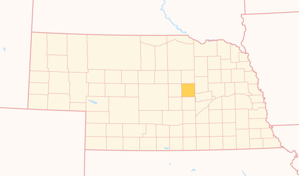 Map of the County Greeley (Nebraska, US) showing the Federal State with the highlighted County