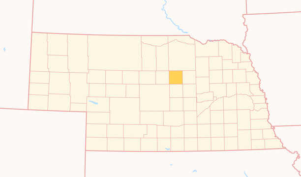 Map of the County Garfield (Nebraska, US) showing the Federal State with the highlighted County