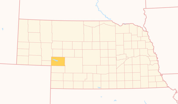 Map of the County Keith (Nebraska, US) showing the Federal State with the highlighted County