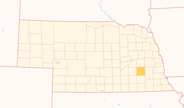 Map of the County Seward (Nebraska, US) showing the Federal State with the highlighted County