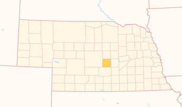 Map of the County Sherman (Nebraska, US) showing the Federal State with the highlighted County