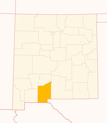 Obraz premium Map of the County Dona Ana (New Mexico, US) showing the Federal State with the highlighted County