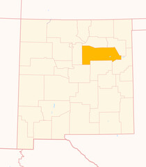 Fototapeta premium Map of the County San Miguel (New Mexico, US) showing the Federal State with the highlighted County
