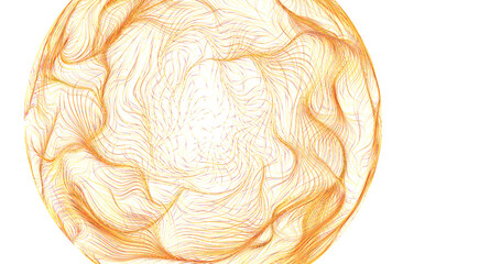 Obraz premium Artistic rendering of a sphere composed of interwoven golden lines against a pristine whi