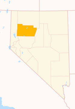 Map of the County Pershing (Nevada, US) showing the Federal State with the highlighted County