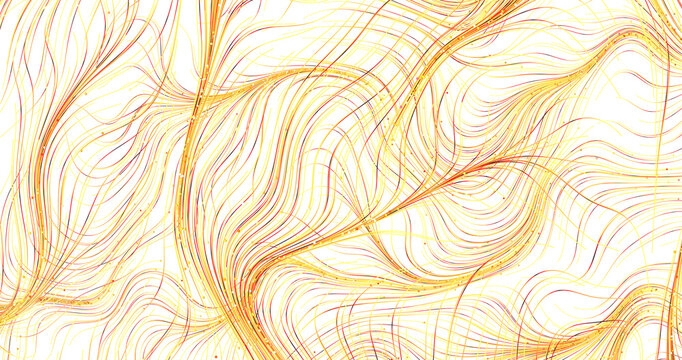 Abstract image of golden and orange flowing lines on a white background, perfect for a di