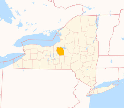 Map of the County Onondaga (New York, US) showing the Federal State with the highlighted County