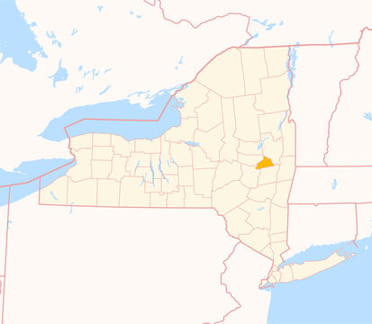 Map of the County Schenectady (New York, US) showing the Federal State with the highlighted County