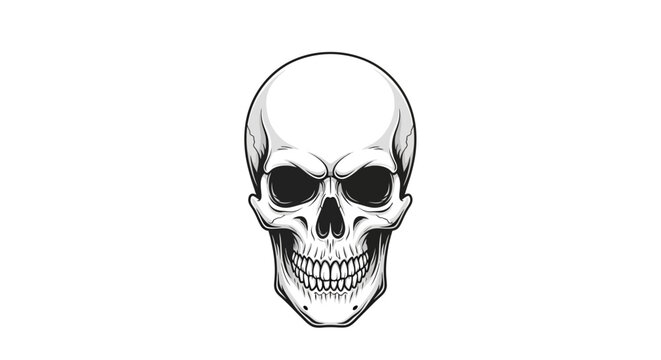 Human Skull Illustration Closeup View.