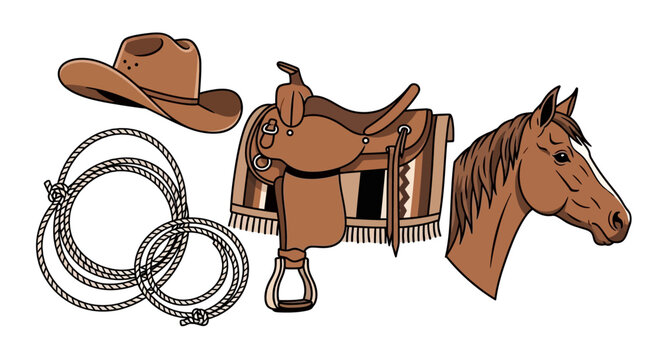 Western horse riding equipment set.