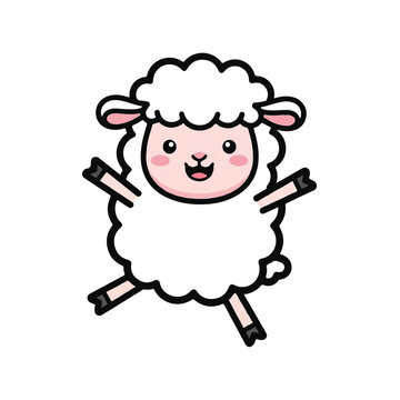 Cute Cartoon Sheep Character Design.