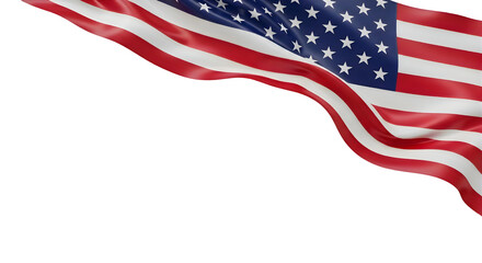 Fototapeta premium Waving American flag with stars and stripes isolated on transparent background